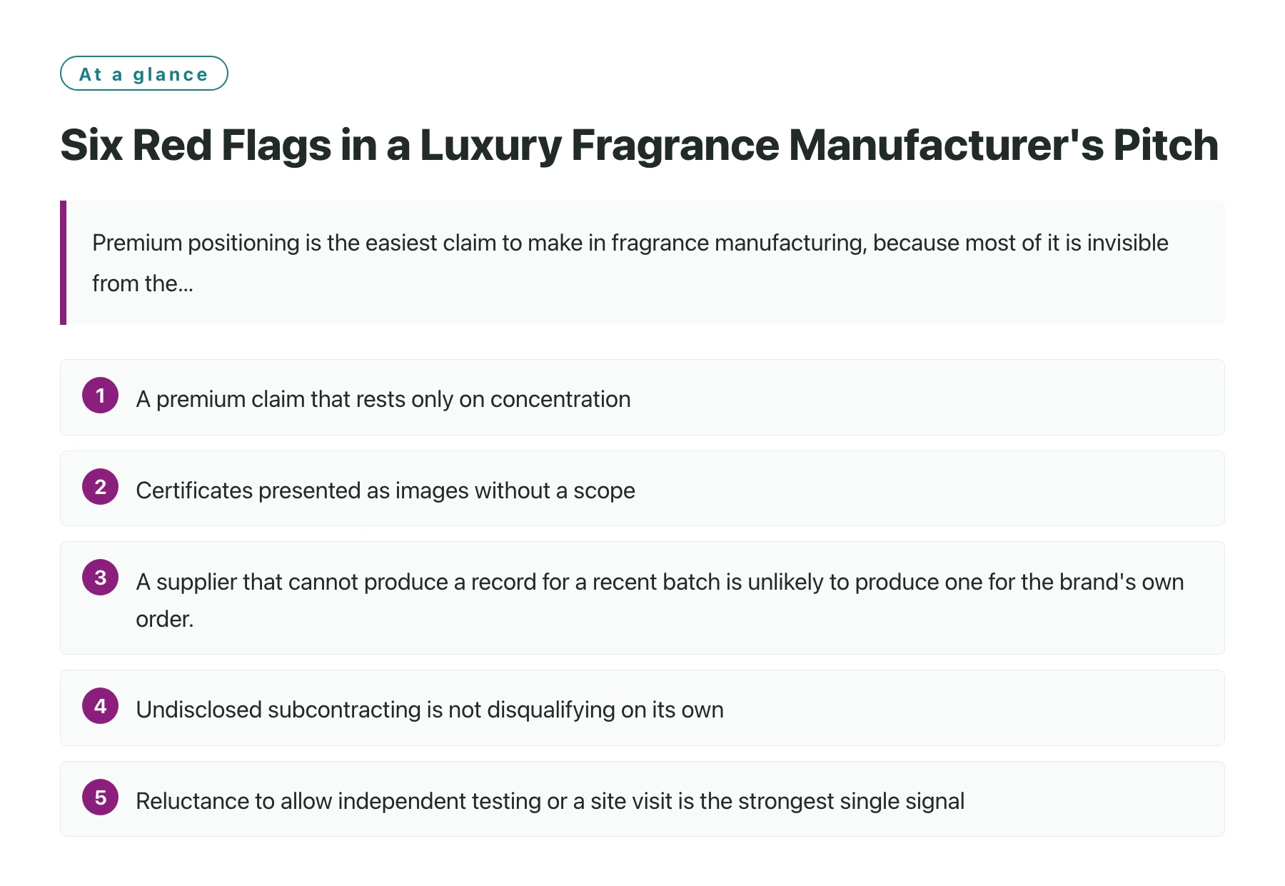 Six Red Flags in a Luxury Fragrance Manufacturer's Pitch——全文要点速览